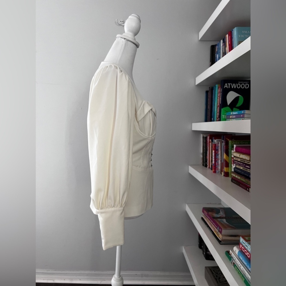 Lavish Alice Puff Sleeve Corset Top in White Size US 4 - Picture 10 of 15